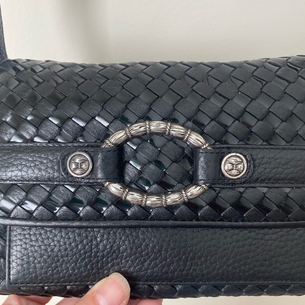 Brighton Shoulder Bag Basket Weave Crossbody Wallet Organizer Vintage Black - Picture 4 of 9